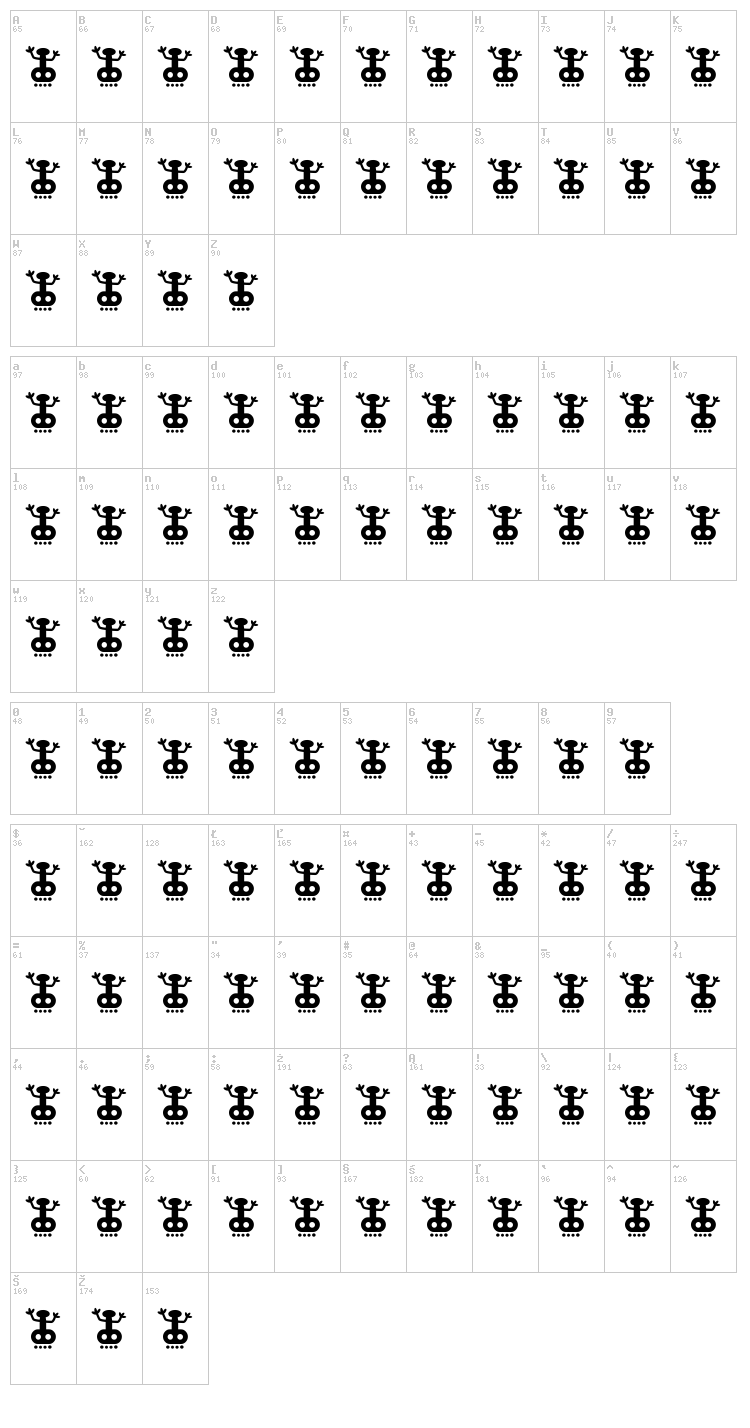 Inga Stone Redesigned font map